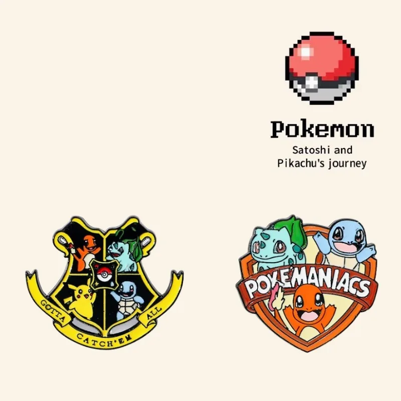 

Pokemon Pikachu Cartoon Brooch Psyduck Anime Figure Bulbasaur Q Figural Schoolbag Clothing Decoration Pin Children Birthday Gift