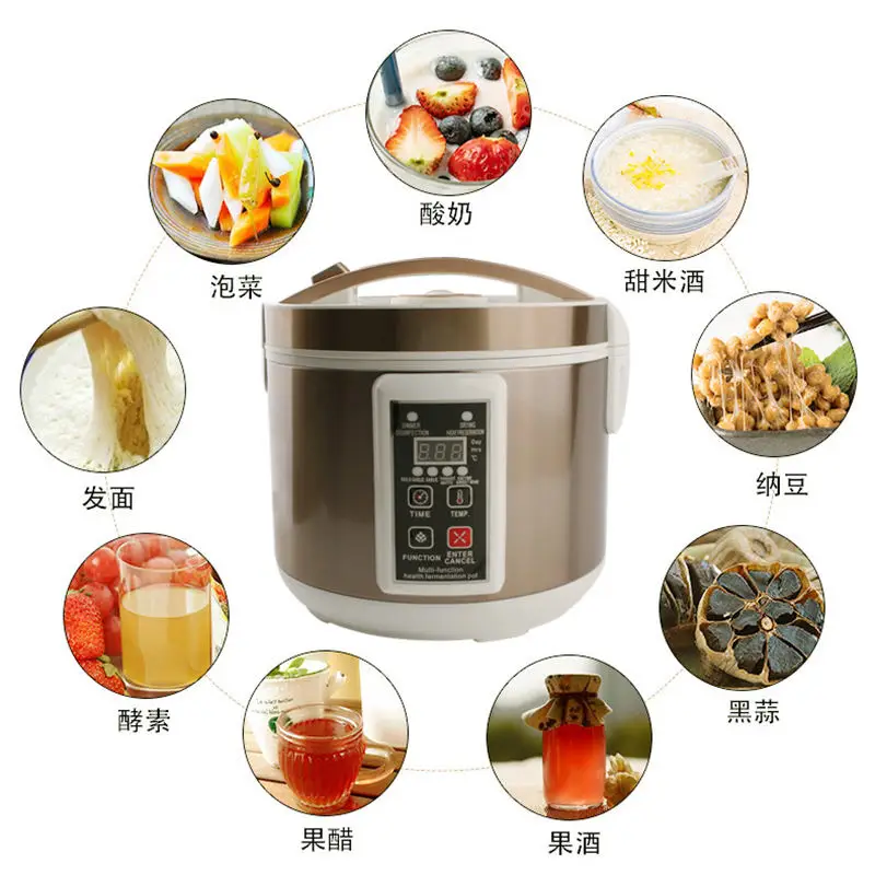 110V/220V 6L Intelligent Black Garlic Fermenter Yogurt Wine Maker Digital Control Fermentation Non-stick Stainless steel Liner