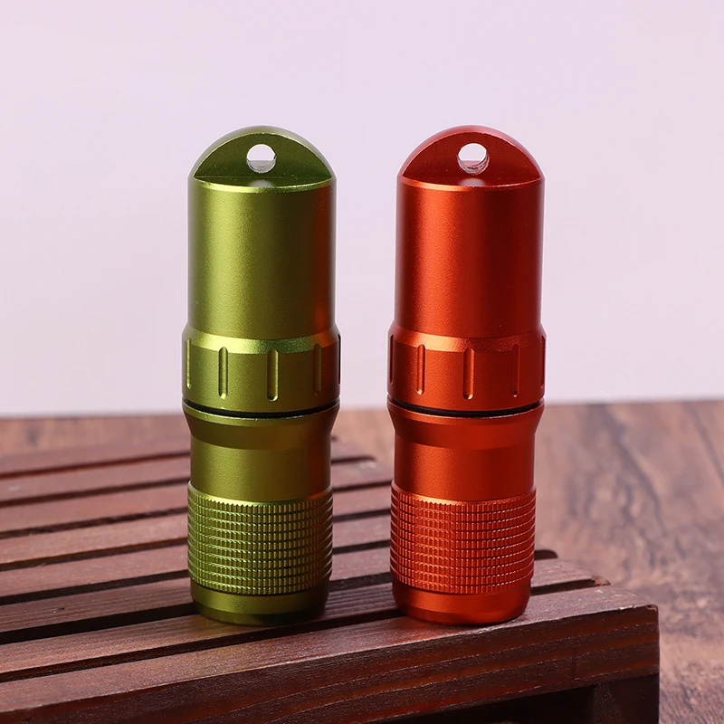 ⭐Portable Pill Case Waterproof EDC Container Capsule Airtight Aluminum Alloy Pill Bottle Keychain Travel Pill Holder Organsizer