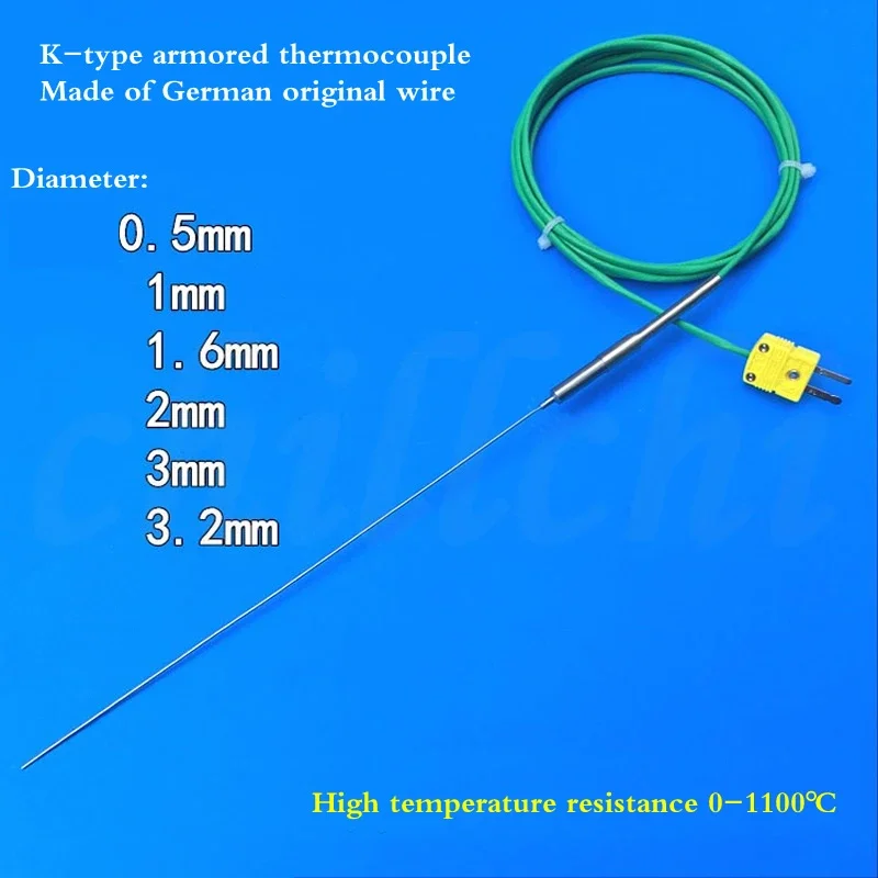 Zırhlı K Tipi Termokupl Çapı 0.5mm Prob 3mm Sıcaklık Dayanımı 1000 Derece Fırın Sıcaklığı Algılama