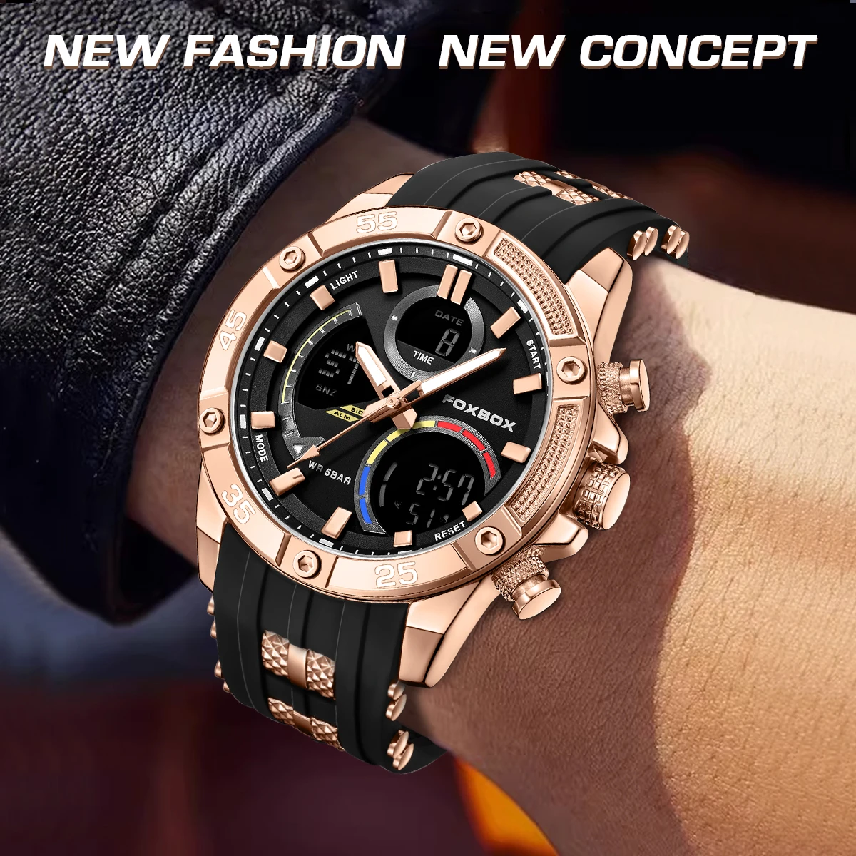 FOXBOX Fashion Waterproof Watch For Men Classic Military Silicone Watch Men Top Brand Luxury Sports Men's Quartz Wristwatches view 5