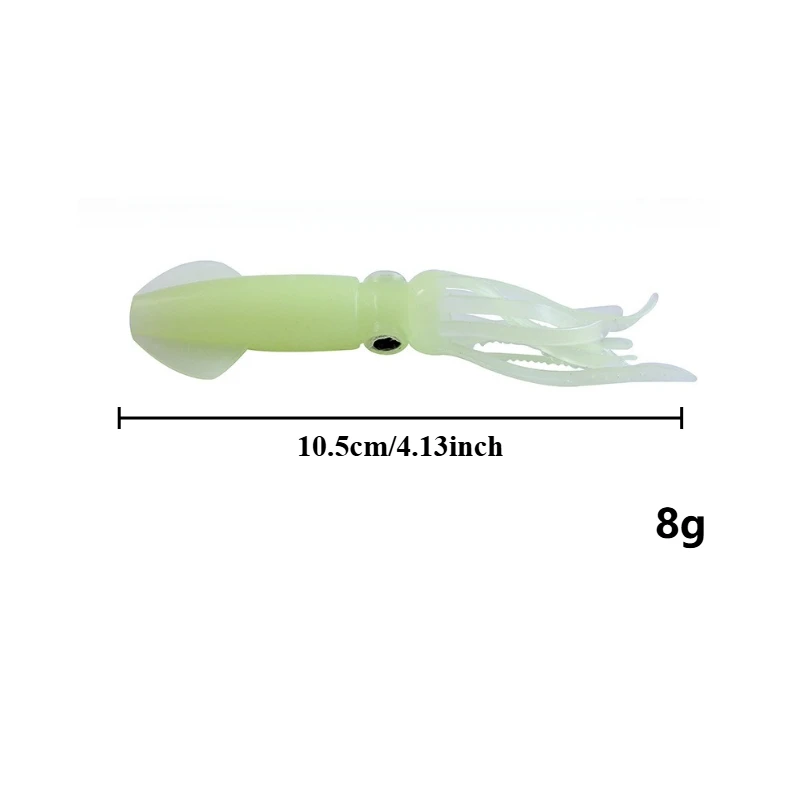 1Pcs/5pcs 10.5cm/8g Luminous Soft Lures Mix Oiled Octopus Soft Skirts Squid Lures Artificial Soft Squid Jig Custom Fishing Lures