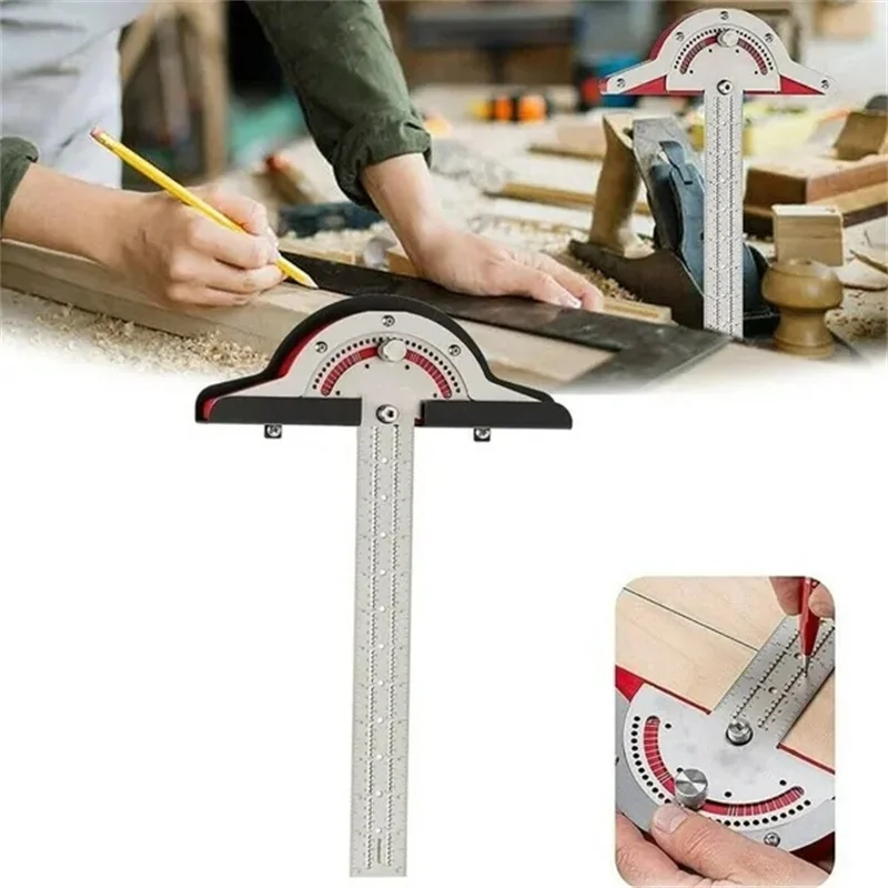 Stainless Steel Woodworking Edge Ruler Protractor Angle Finder Vernier Caliper Measure Tool Baseboard Crafts Carpenter Tool