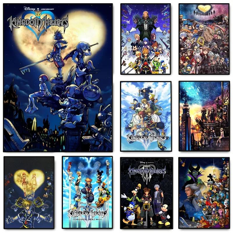 Modern Classic Pop Video Game Kingdom Hearts Posters Adventure Series Anime Canvas Painting Wall Art for Living Room Home Decor