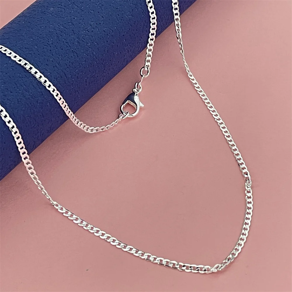 925 Sterling Silver 40-75CM 2mm Lateral Cuban Necklace, Hip Hop Men's and Women's Fashion Party Birthday Gift