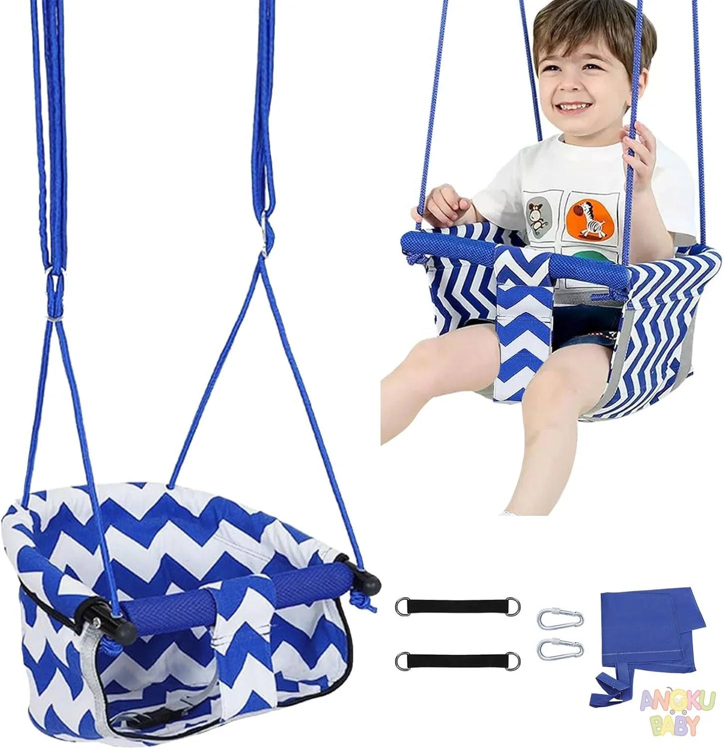 

Adjustable Baby Swing with Safety Belt fit 6-96 Months Indoor Baby Hammock Hanging Swing Chair for Home,Courtyard & Backyard Use