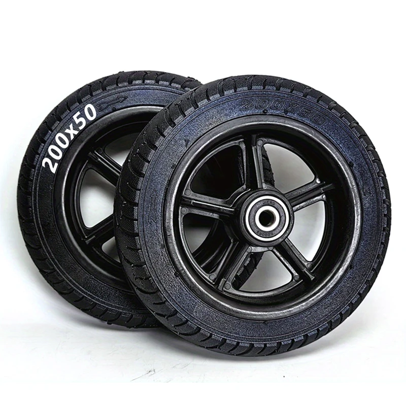 Roue à pneu solide 200x50 pour Scooter électrique Kugoo S1 S2 S3, vélo d'équilibre 8x2, moyeu de roue en plastique avec roulement de 10mm antidéflagrant