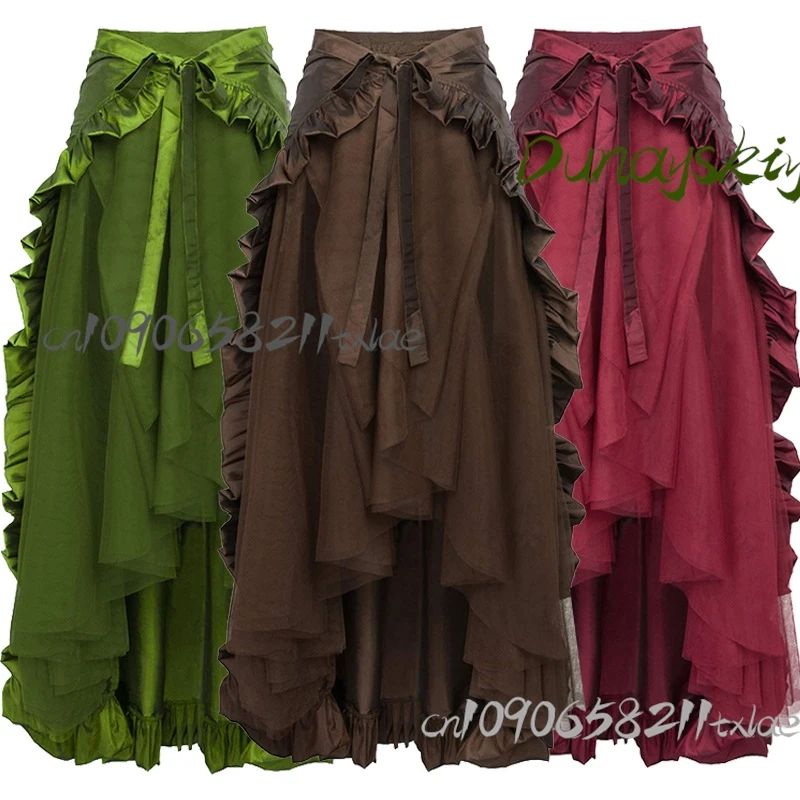 2025 Gothic Lolita Skirt - Victorian Steampunk Asymmetrical Waistband with Detachable Chains, Halloween & Christmas Cosplay