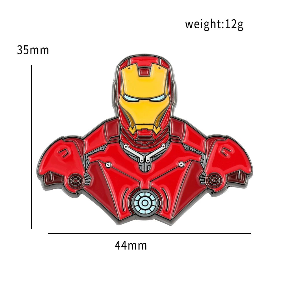 Marvel Superhero Iron Man Bust Badge Metal Enamel Lapel Pins For Backpack Accessories Avengers Button Brooches Gifts