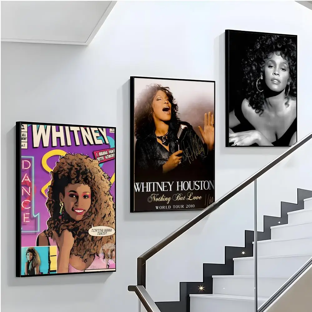 المغني W-Whitney H-هيوستن المشارك دائم اللوحة قماش الجدار الشنق المنزل DIY بها بنفسك الديكور الفن جدارية الجمالية مقاوم للماء