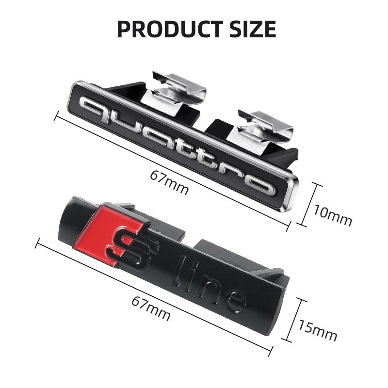 Автомобильный металлический Quattro Логотип передний Гриль значок эмблема наклейки для Audi Sline A3 A4 A5 A6 A7 A8 S3 S4 S5 S6 Q3 Q5 Q7