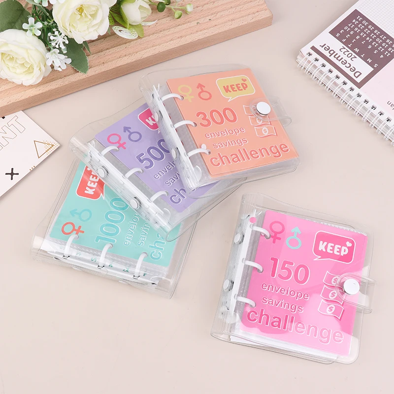 Mini Binder ประหยัดเงิน Binder $150/300/500/1000 Savings Challenge Binder ซองจดหมายออมทรัพย์โน้ตบุ๊ค Cash Budget Storage Book