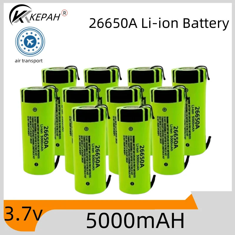 KEPAH 26650 5000mAh Li-ion 3.7v Rechargeable Battery 20A Discharge 3.6V Power batteries +DIY Nickel Sheets