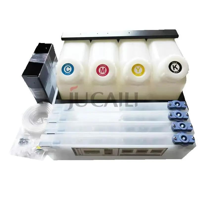 JCL Large Format Printer Ink Supply System 4pcs 1.5L Ink Tank 4pcs 220mL Ink Cartridge for Eco Solvent/Water Based/UV Printer