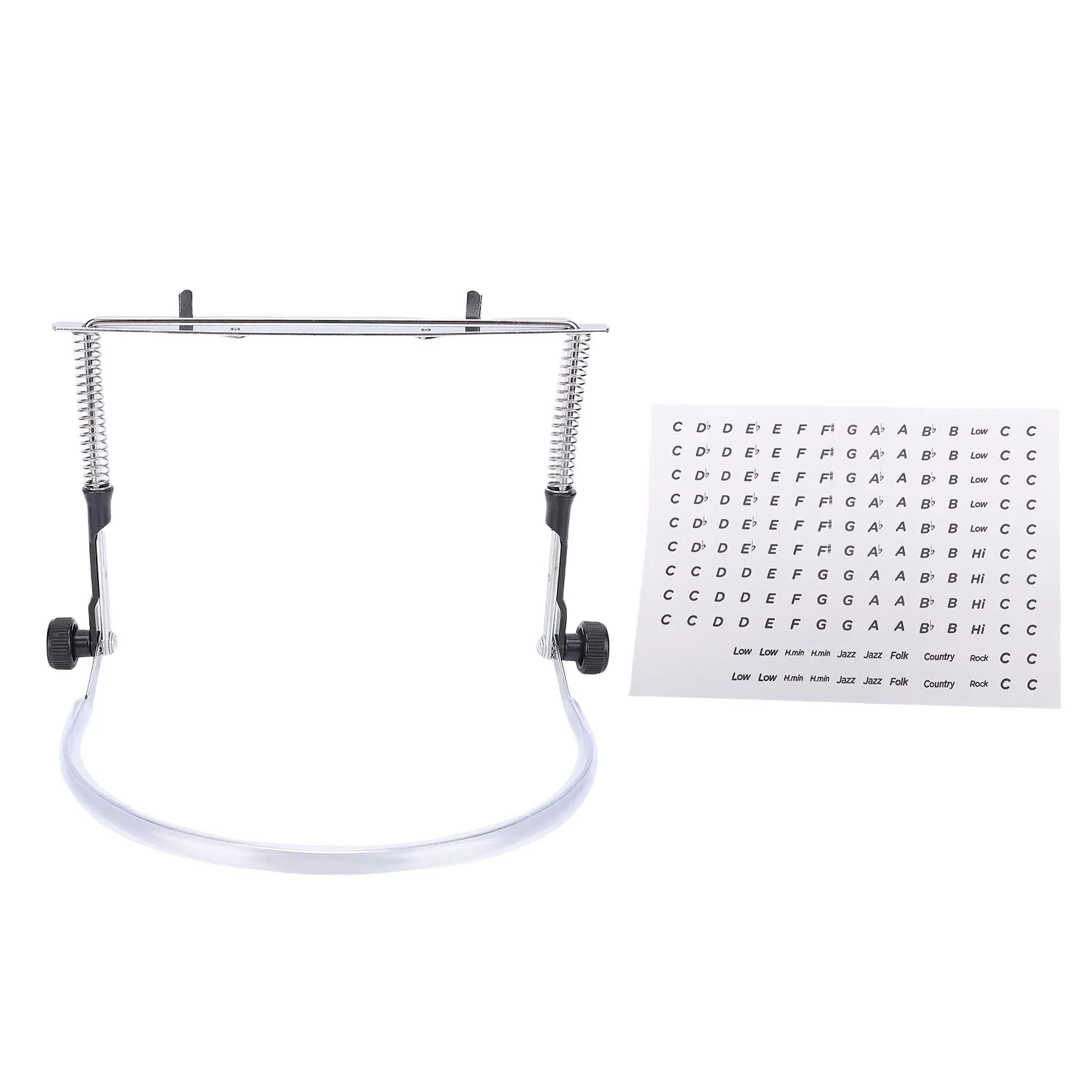 하모니카 홀더 조절 가능한 합금강 전문 하모니카 넥 홀더 10홀 24홀 하모니카용 실버 스티커 포함