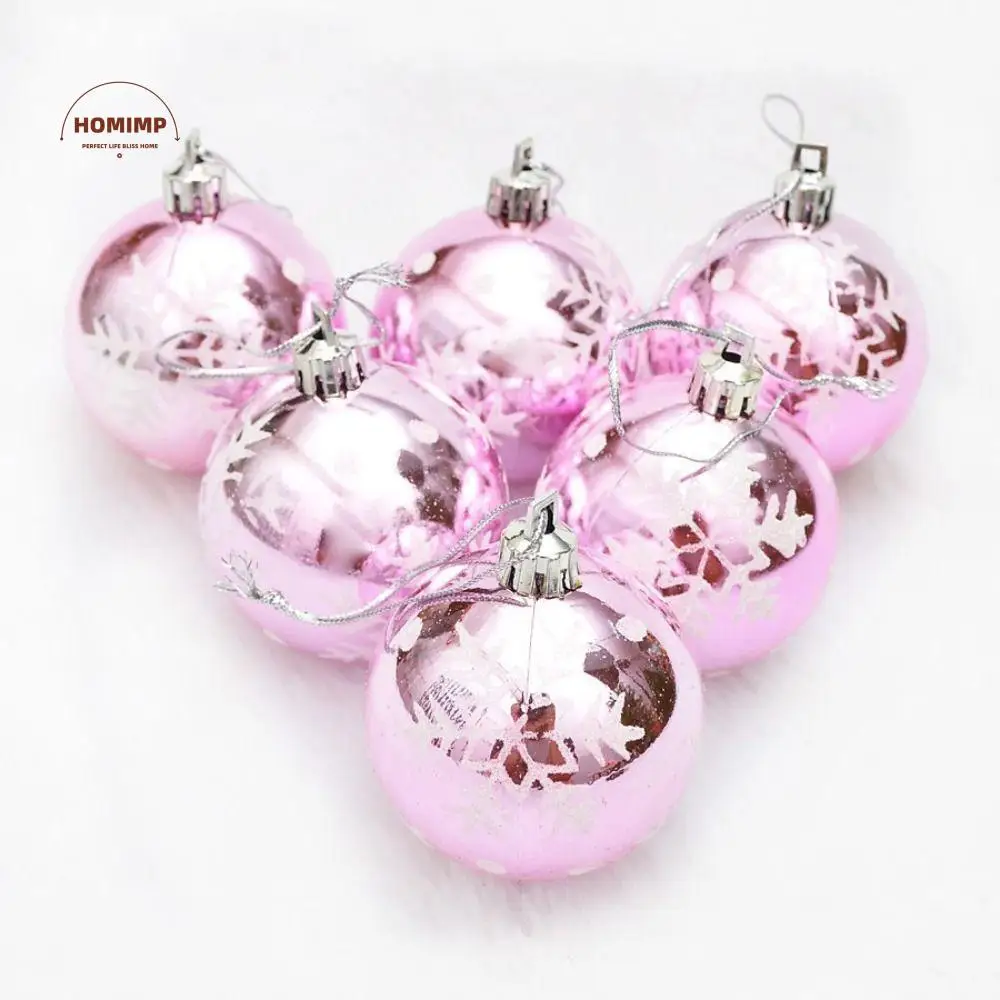 

6pcs Plastic Snowflakes Christmas Ball 6cm Creative Christmas Tree Pendant Delicate Bright Hanging Ornament Xmas