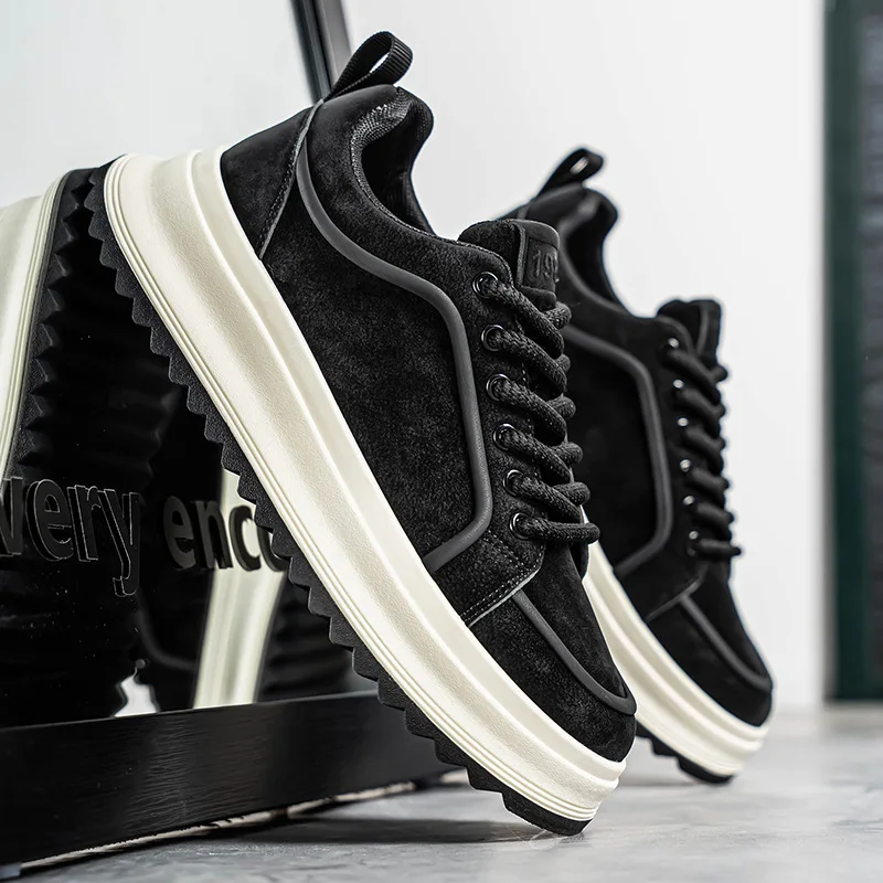 

Мужская повседневная обувь на платформе, новые весенние модные удобные кроссовки на мягкой подошве с круглым носком, уличная модная универсальная спортивная обувь