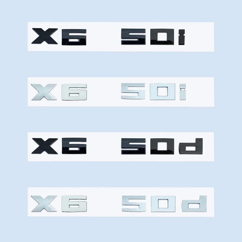 

Chrome Black 3D Numbers M X6M50i X6M50d X6 M50d M50i ABS Emblem for BMW X5 Series E71 G06 Car Trunk Badge Logo Sticker