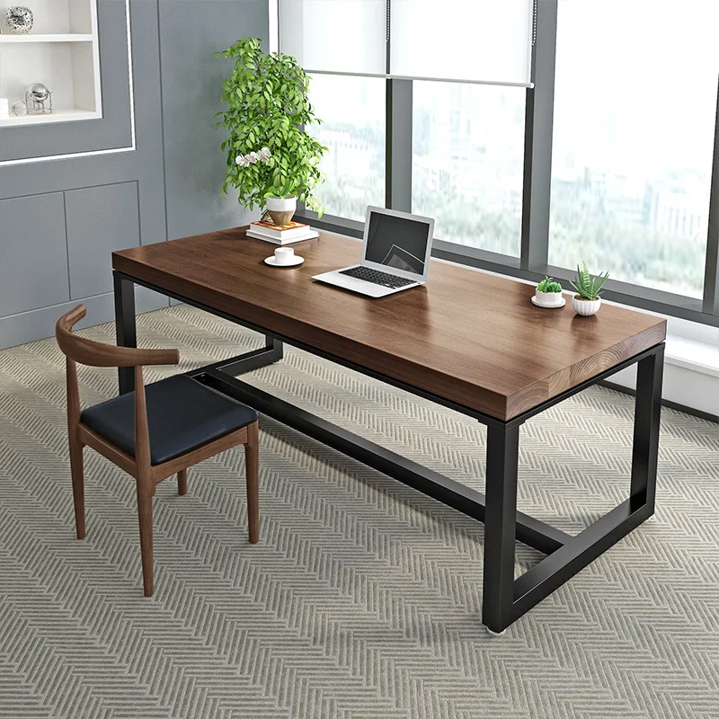 American loft solid wood desk writing simple modern desktop computer solid wood long table