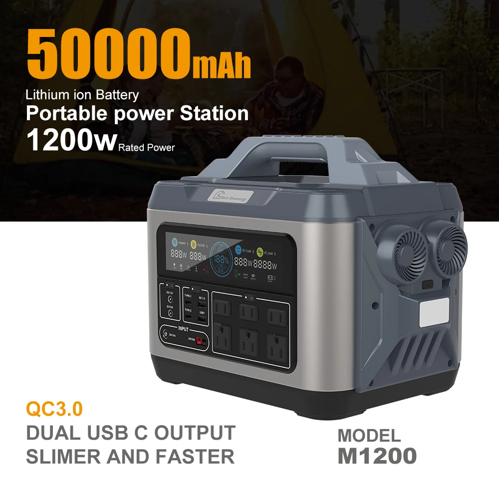 YYHC 1200 Watt power banks & power station Solar Generator Rechargeable Banks Supply 1200W mobile solar power station