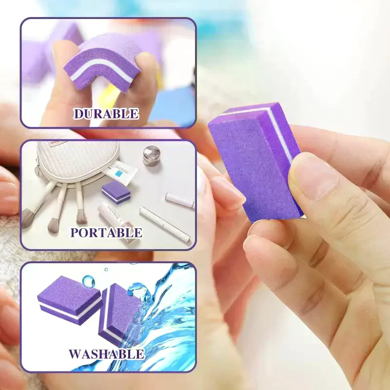 Mini Square Sponge Nail Buffer Block Double Sided Texture Nail File Buffers For Nail Pre-processing Polish Accessor 50Pcs/pack