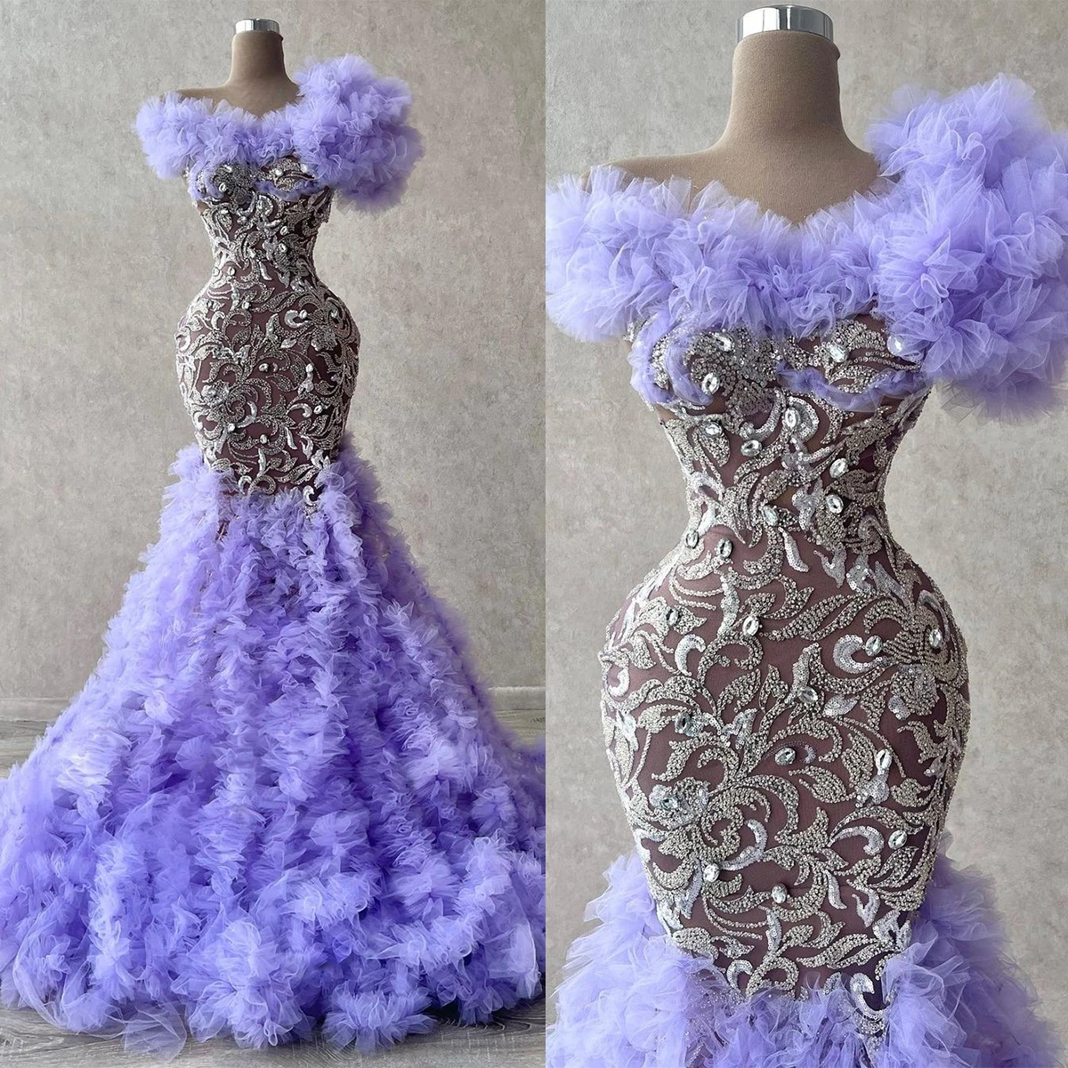 

Уникальные вечерние платья-русалка для торжественных случаев, без бретелек, с бисером, многослойный фатин, платье для выпускного вечера, индивидуальный пошив