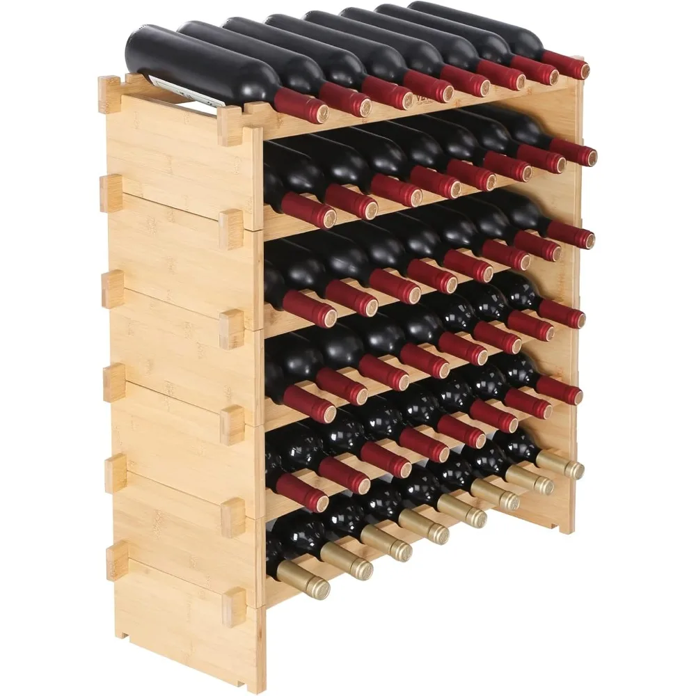

VEVOR Stackable Modular Wine Rack, 6-Tier 48 Bottles, Freestanding Wines Holder Display Shelf, Solid Bamboo Wood Storage Racks,