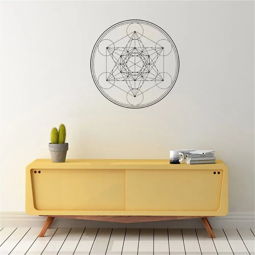 Uniqe Design Alchemy Geometric Metatron Cube Mandala Circle Line Naklejka ścienna Winylowa naklejka ścienna Wodoodporna OV495 — zdjęcie 3