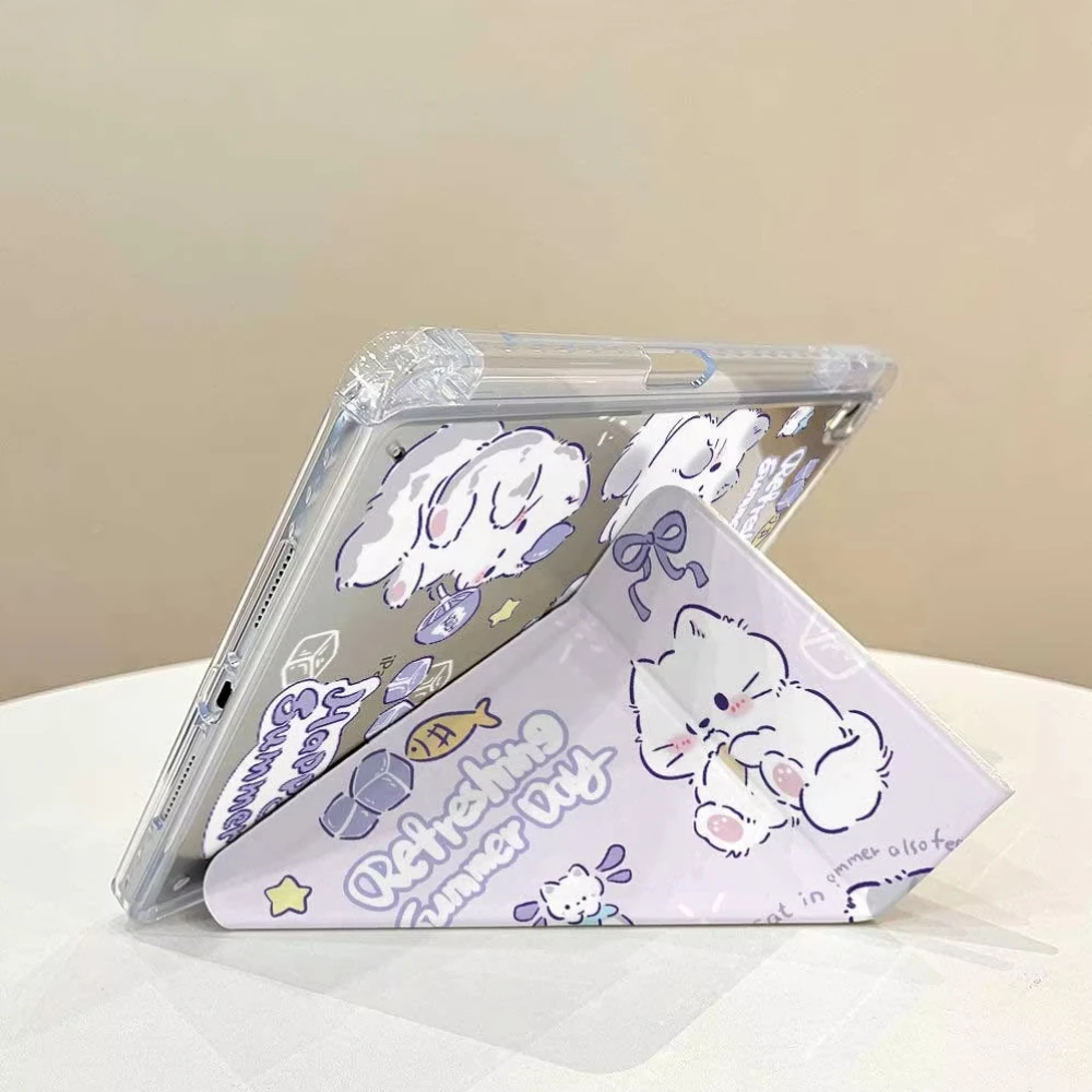 Etui typu 3+Y Cute Cat z uchwytem na ołówek do iPada 2025 11. generacji A16 Pro Air 13 11 M3 M2 M4 2025 12.9" 9 8 7 6 5 4 10 Th Mini 7 6 — zdjęcie produktu 5