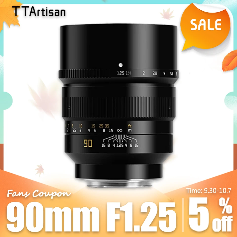 

TTArtisan MF 90 мм F1.25 Полнокадровый объектив с большой апертурой для камеры Nikon Z Canon RF Panasonic Sigma L Fujifilm GFX-mount