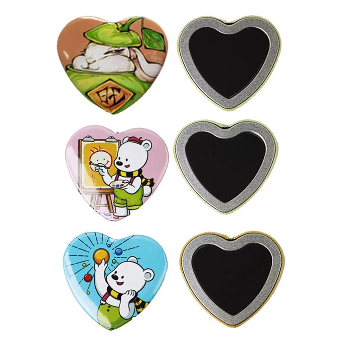 50Pcs 57x53mm Heart Metal Heart Shaped Blank Button Parts - DIY Craft Accessories for Pin Maker Machine