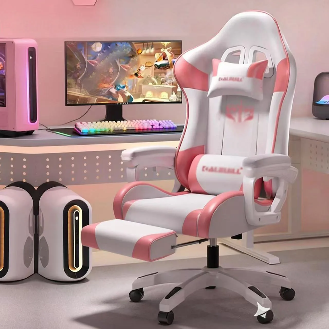 Video Gaming Chair for Office and Computer Desk Use Ergonomic Reclining Backrest Adjustable Armrests Lumbar Support Footrest