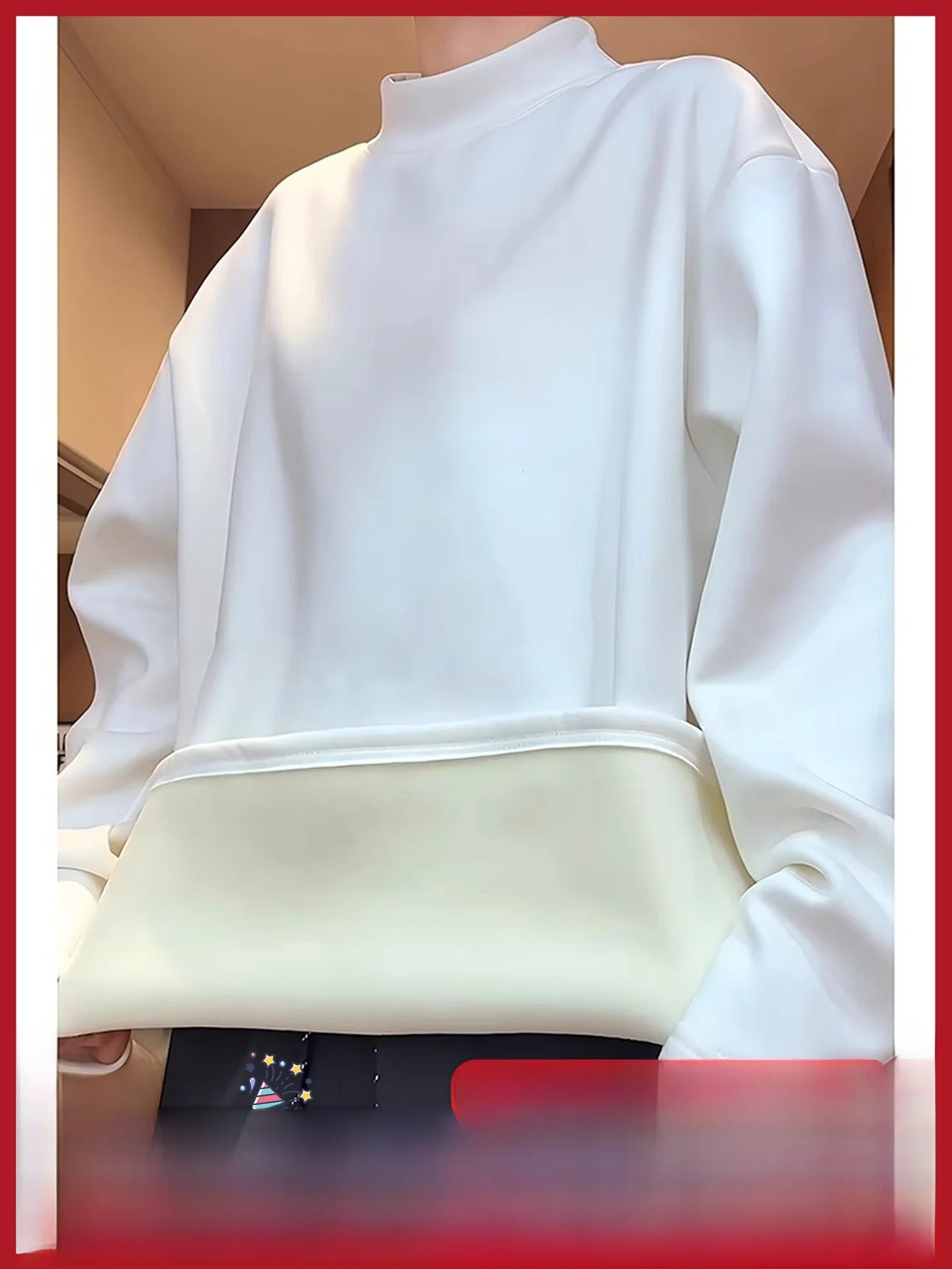 تي شيرت Thiened ذو وجهين Fce f-ياقة عالية للرجال قاعدة irt طويلة Sve ملابس داخلية غير رسمية بطول عادي