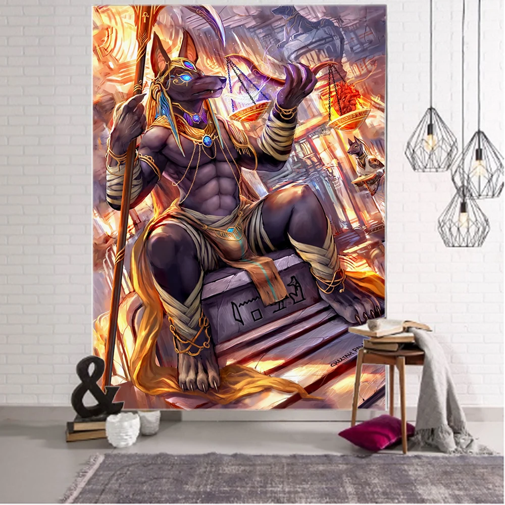 Egyptian Mythology Vintage Warrior Tapestry Design Mandala Boho Hippie Wall Decor Tapestry Home Decor Tapestry