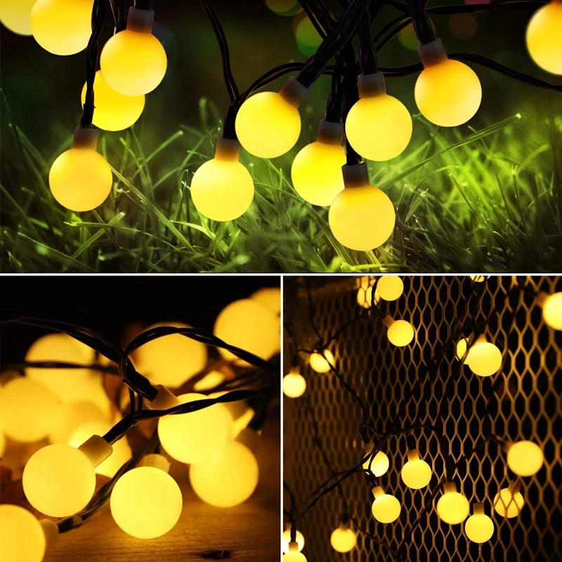 Solar String Lights Outdoor Waterproof Outdoor Lights 8 Modes Solar Globe Lights for Garden Tree Patio Party Christmas