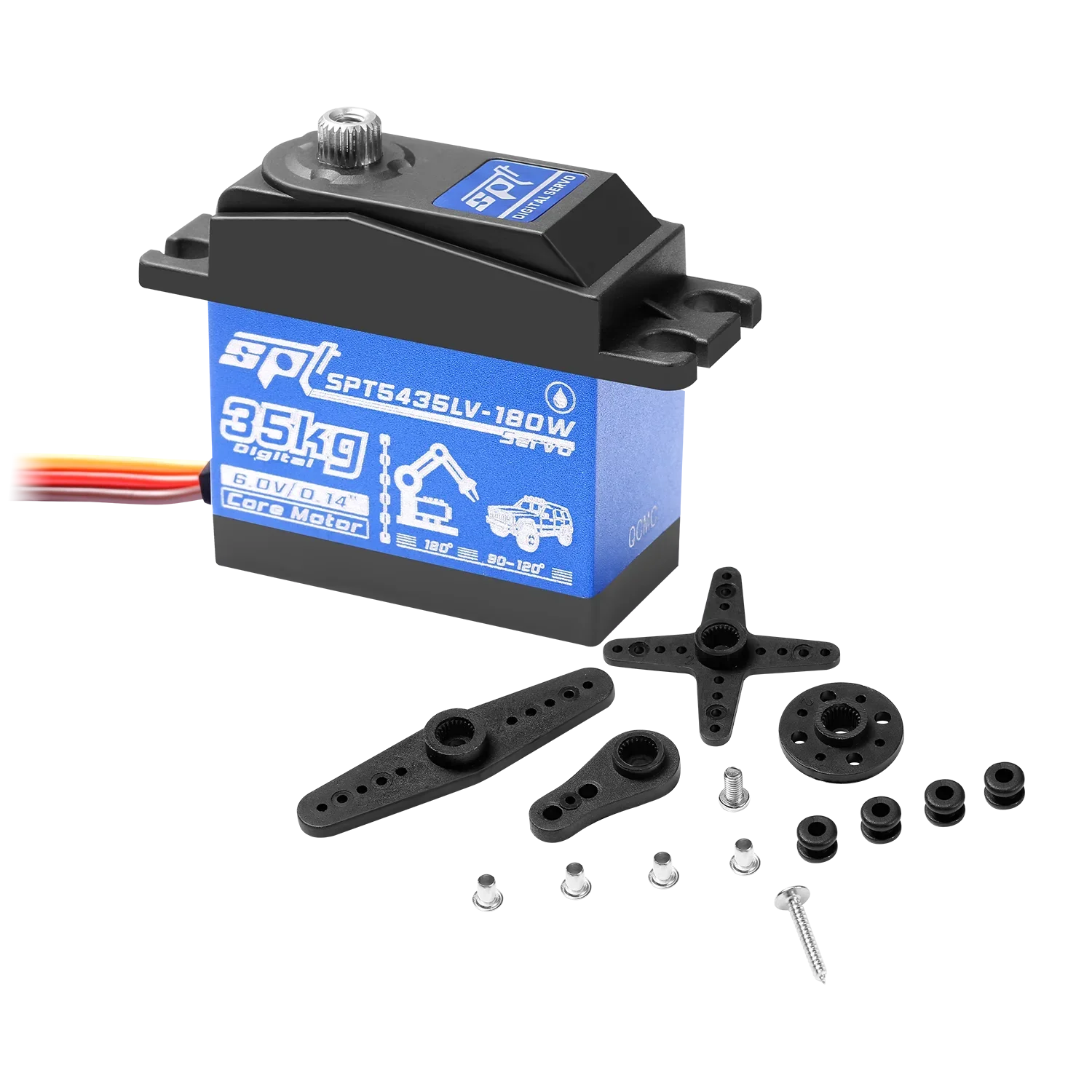 SPT 5435LV-180W 35KG防水メタルギアデジタルサーボ25Tサーボアームテスター RCカー ドリフトクローラー 固定翼ボート ロボット用