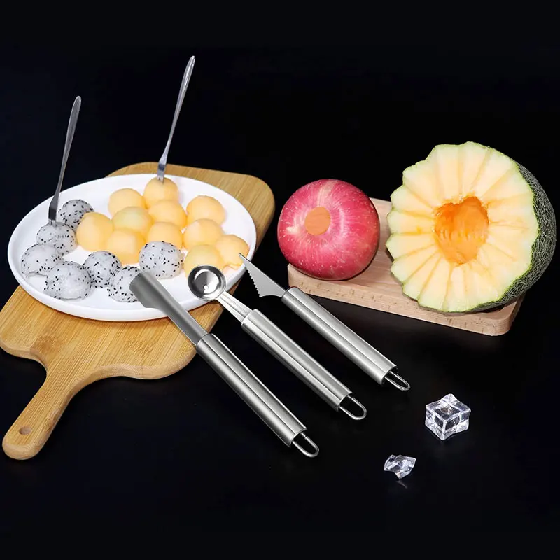 430 Stainless Steel Kitchen Tools Set Gadgets and Accessories Fruit Ball Carving Knife Fruit Peeler Ice Cream Spoon Potato Knife