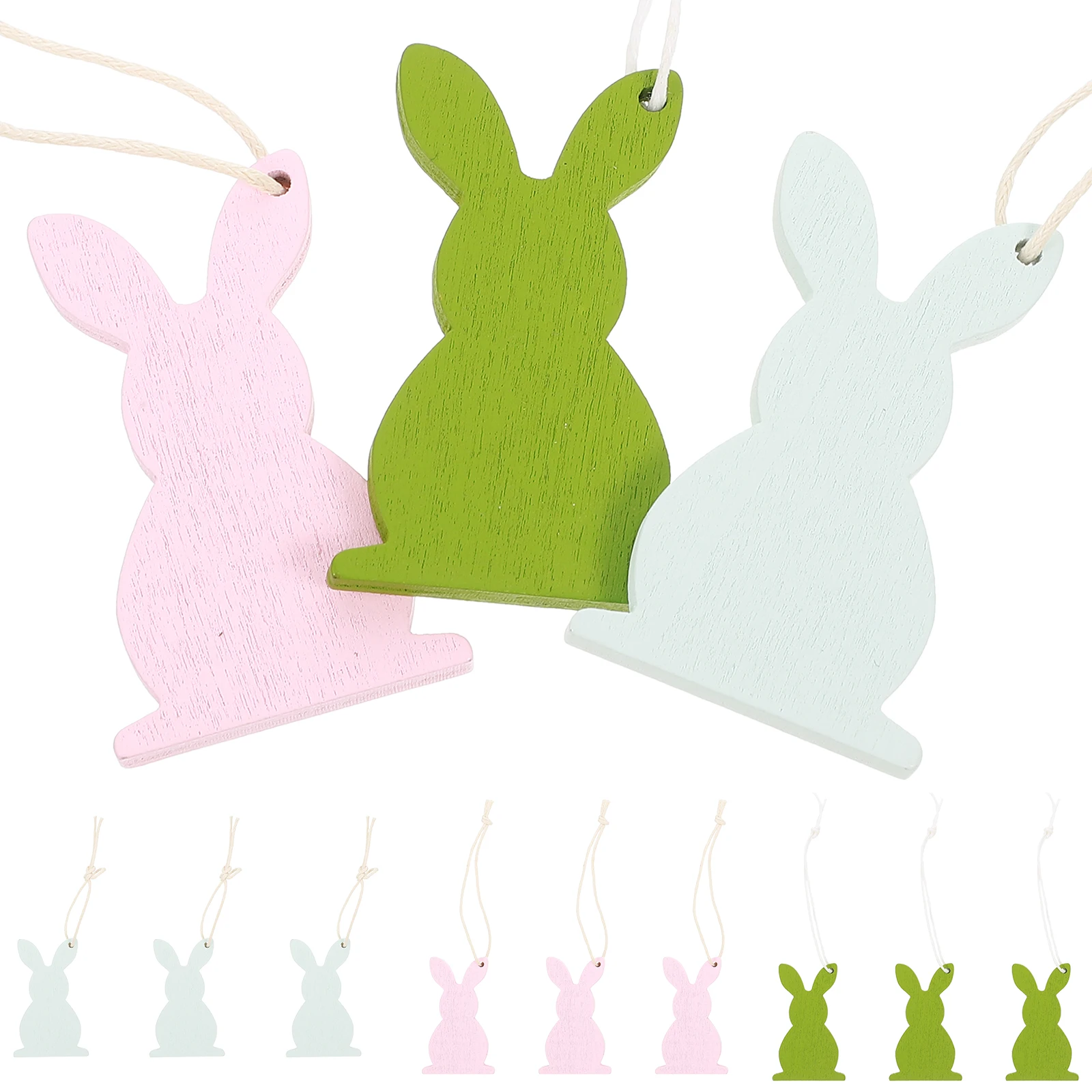 

18 Pcs Wooden Easter Bunny Pendant Adorable Rabbit naments for Holiday Party Home Garden Festive DIY Crafts Smooth