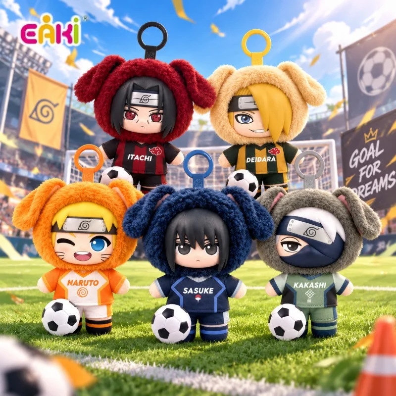 Auténtico Eaki Naruto Shippuden [Equipo de fútbol de mascotas adorables]. ‌ Muñeca de peluche de vinilo de la serie, caja sorpresa, colgante, regalo decorativo de anime