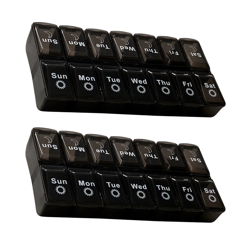 2 قطعة حافظات تخزين الأدوية ذات سعة كبيرة 7 أيام الأحد إلى الاثنين منظم سهل الفتح حامل متنوع لشرفة غرفة نوم المطبخ