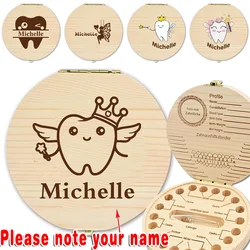 Customized Name Wooden Tooth Storage Box Milk Tooth Keepsake Case Organizer Container Souvenir Personalized DIY Name Memory Gift