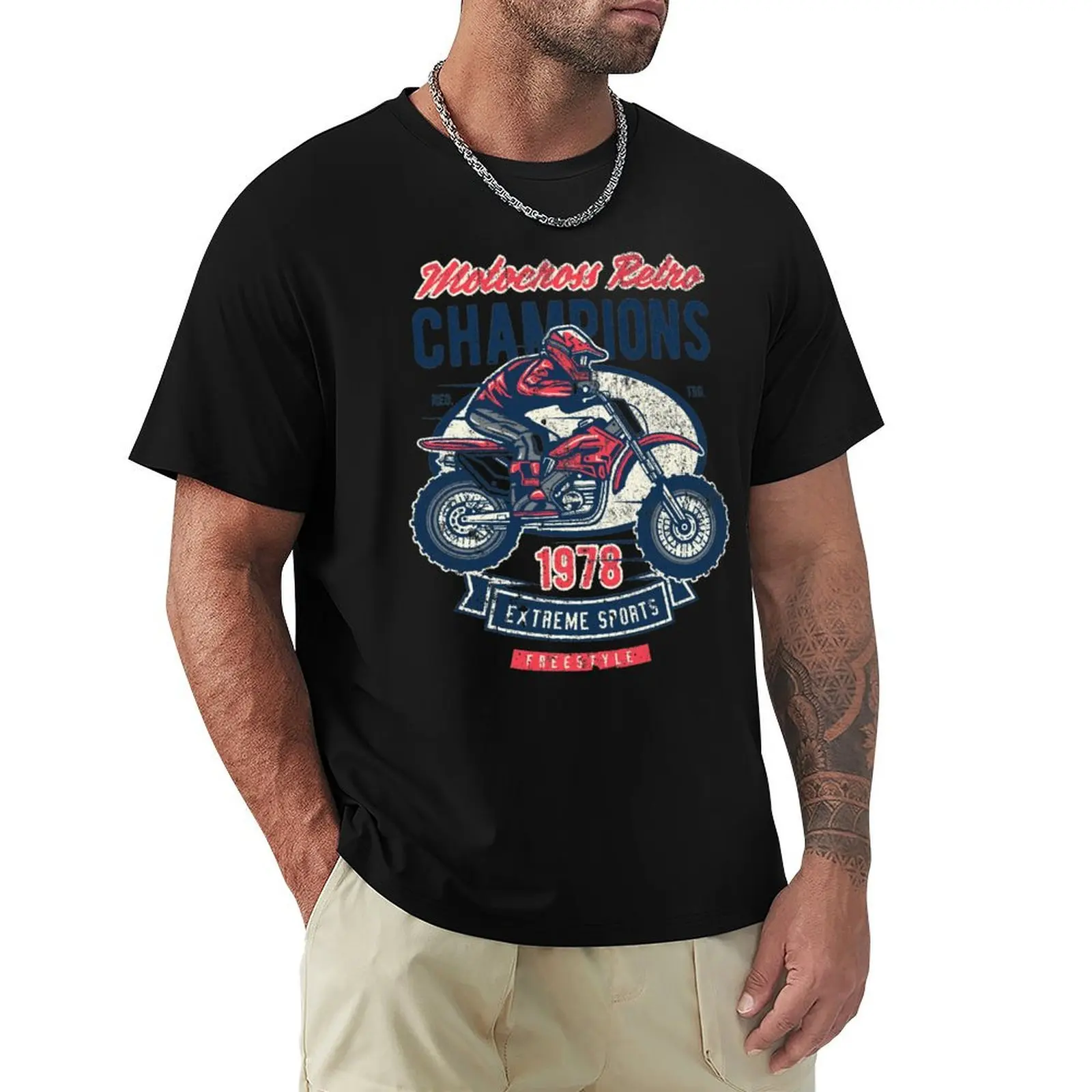 

Motocross Retro Champions Vintage Motorbike Image Tshirt T-Shirt Holiday Simple Tee Shirt