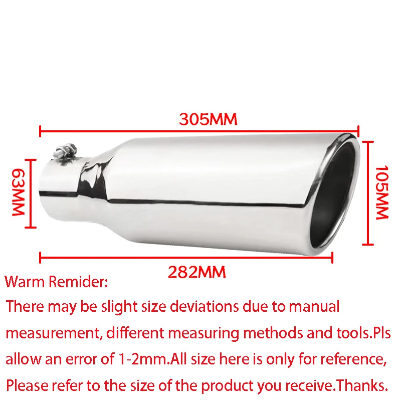 Universal Car Exhaust Systems Muffler Decoration Chrome Tail Pipe Car Styling Car Exhaust Trim Muffler Pipe Tail Stainless Steel view 6