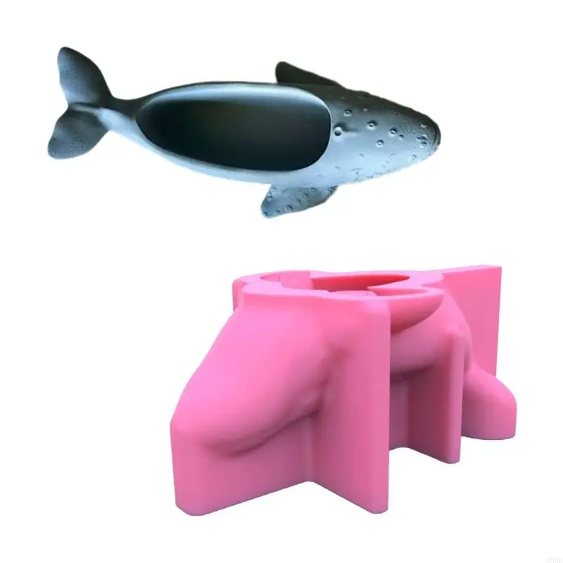 

U90E 3D Whale Candlestick Silicone Mould Plaster Resin Making Molds DIYs Holder Gypsum Mold for Table Home Decorations