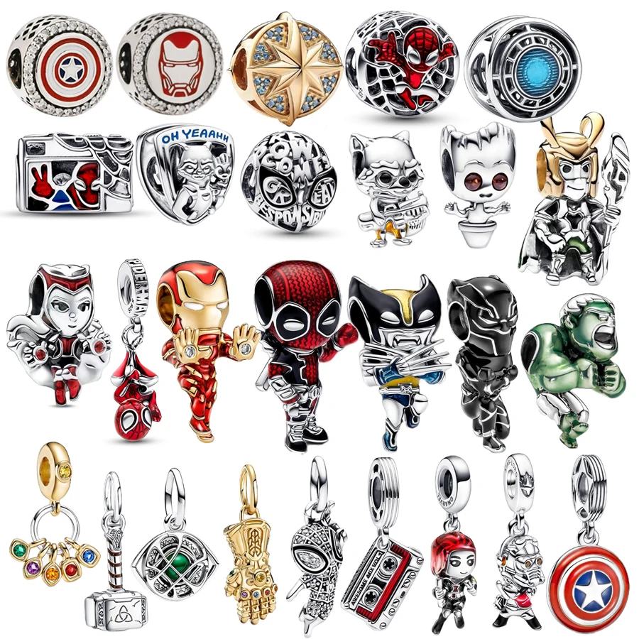 Fit Original Pandora Charms Bracelets Marvel The Avengers Full Series Spider-Man Iron Man Deadpool Wolverine Charm Jewelry