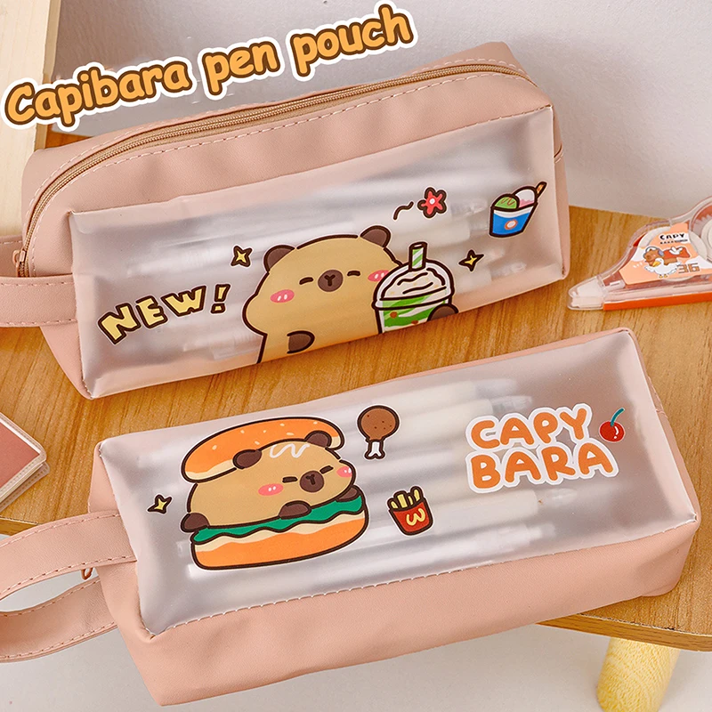 Cartoon Translucent Ins Capybara Pencil Case For Storing Learning Stationery School Gifts Studenten Kids High-capacity ﻿