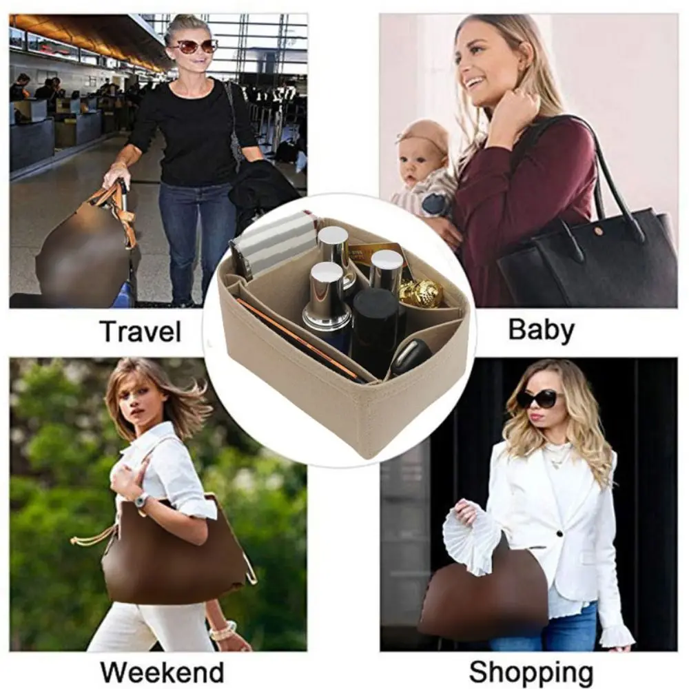 ورأى حقيبة يد إدراج حقيبة سعة كبيرة متعددة جيب محفظة بطانة حقيبة دعم المحمولة حقيبة داخلية لقفل بيكوتين 18/22/26 #5