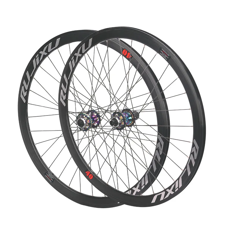 

RUJIXU 700C 40mm Road disc brake bike Aluminum alloy bicycle wheelset clincher rims Thru Axle center lock hub for 8/9/10/11S