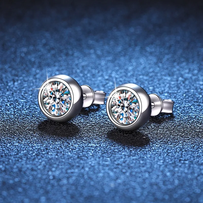 

Luxury 1ct Moissanite Earrings For Women Men S925 Silver Couples Stud Earring Anniversary Fine Jewelry With Gift Box