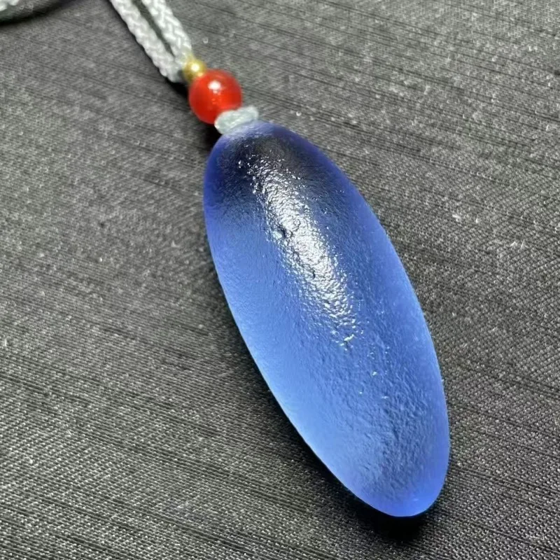 

Natural Xinjiang Gobi Crystal Blue Topaz Pendant, Raw Teardrop Stone, Unisex Couple Lucky Blue Jewelry Charm